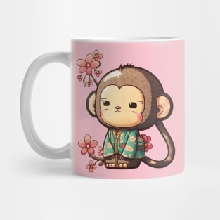 Asian monkey with spring flowers Mug